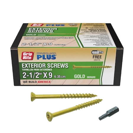 Grip-Rite Deck Screw, #9 x 2-1/2 in, Flat Head, Torx Drive L212STGD1